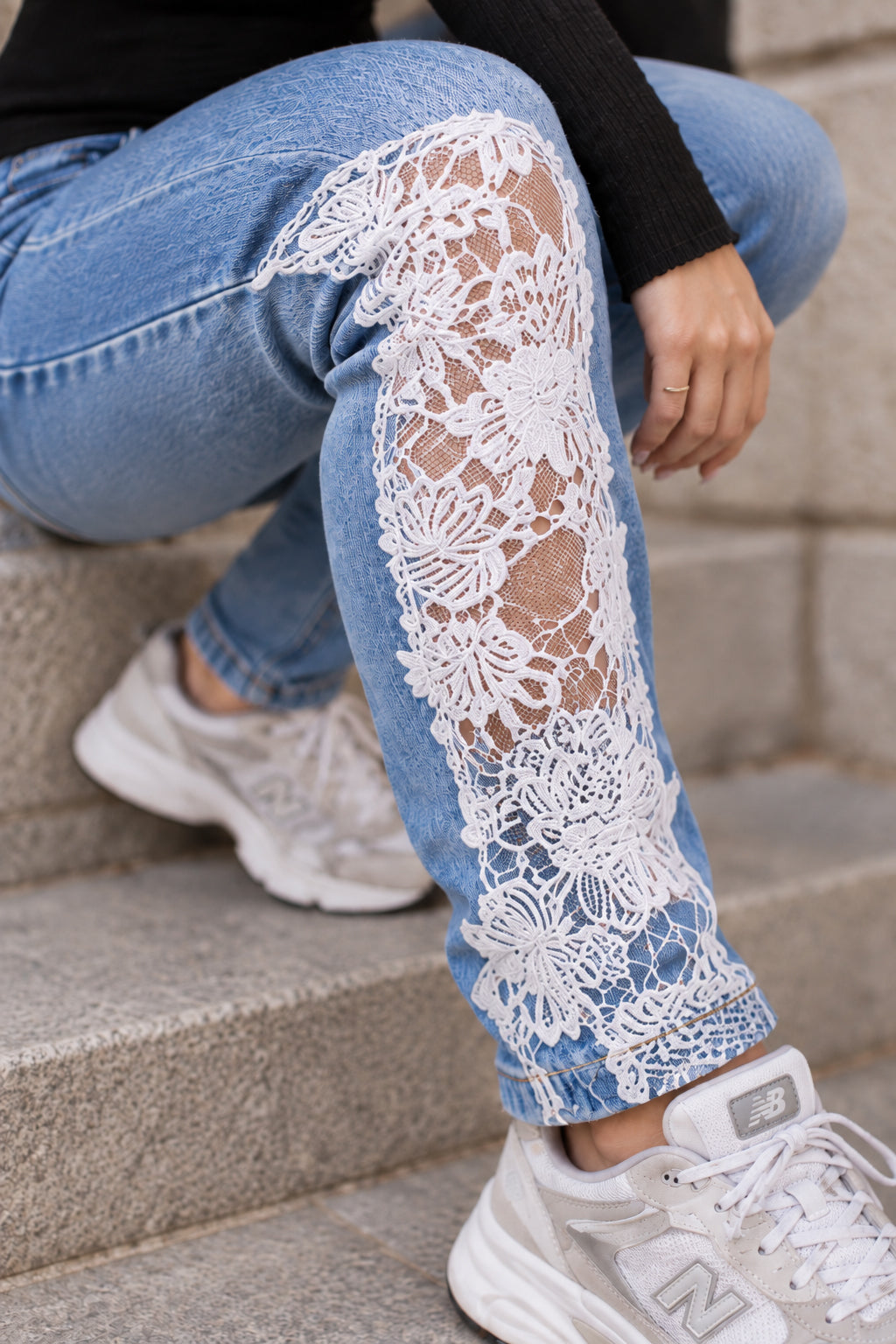 Lace Floral Crochet Hollow-Out Jeans