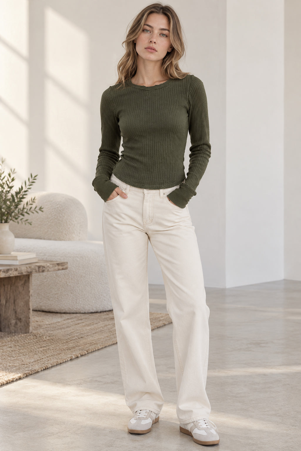 Solid Color Slim Fit Ruched Long Sleeve Basic T-Shirts