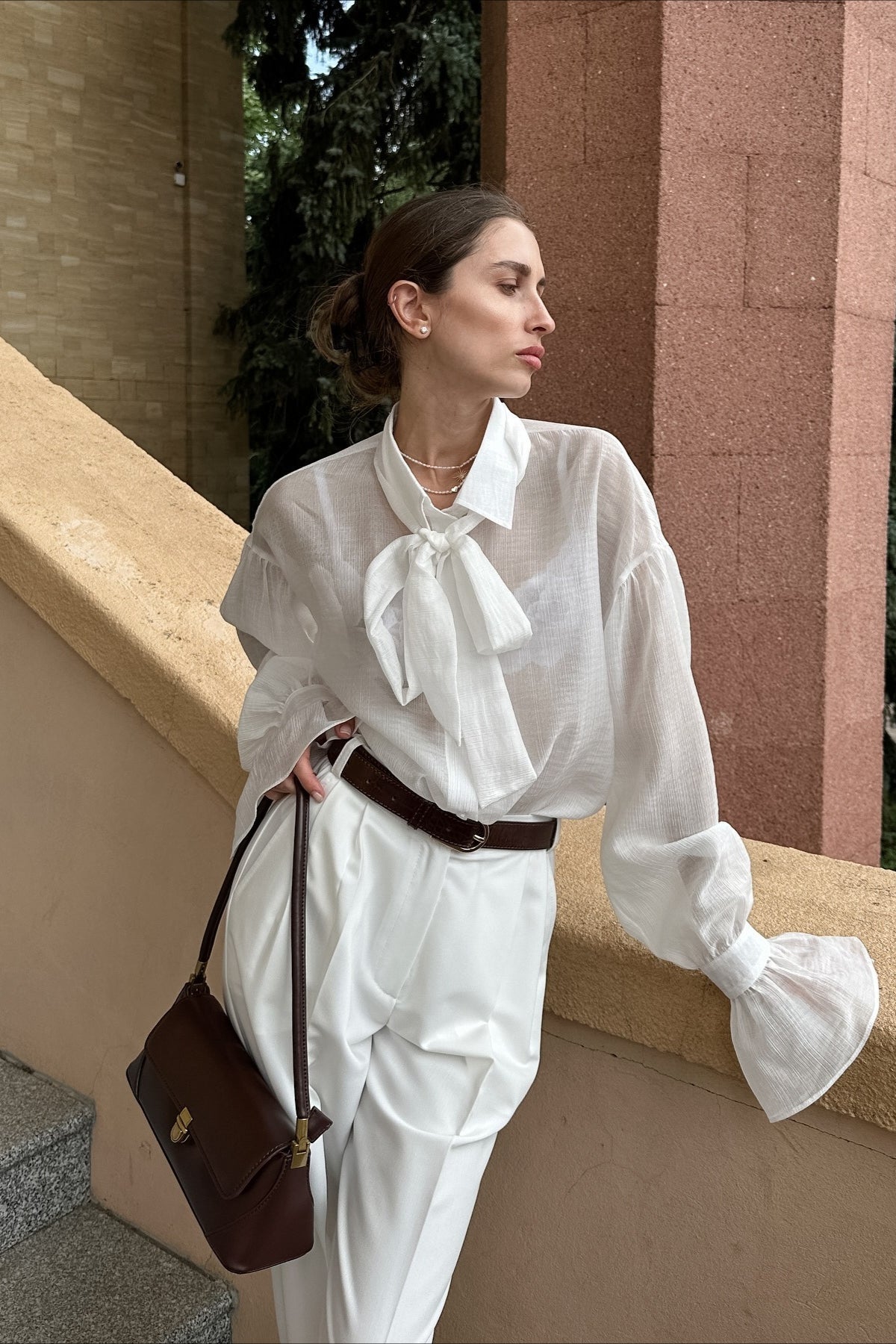 Bow Tie Sheer Blouse Secondary image
