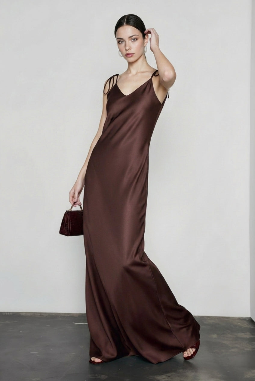 Satin Cami Backless Silk Dress Main image