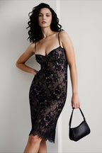Spaghetti Strap Bodycon Lace Dress
