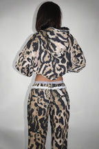 Leopard Raw Edge Loose Fit Hoodie