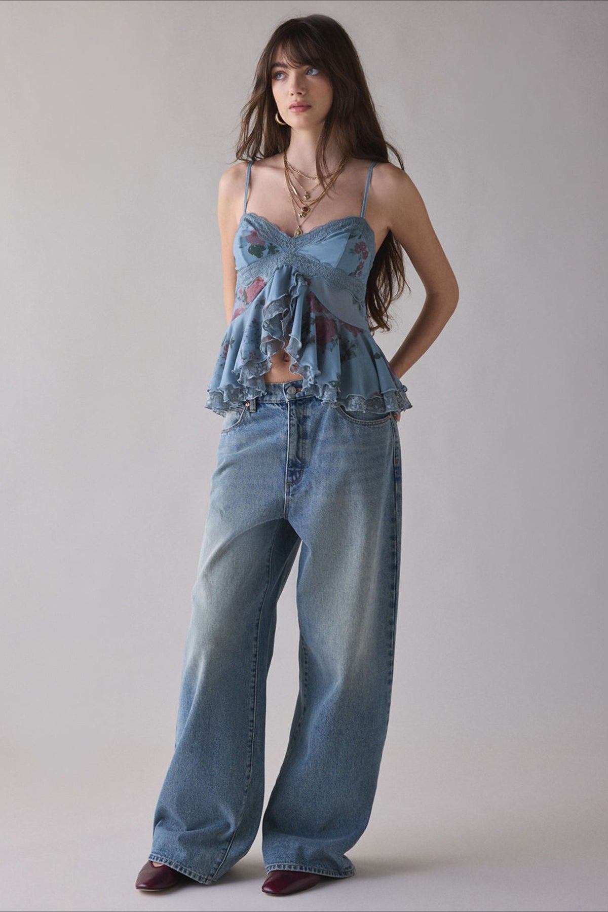 Lace Panel Open Back Cami Top Secondary image