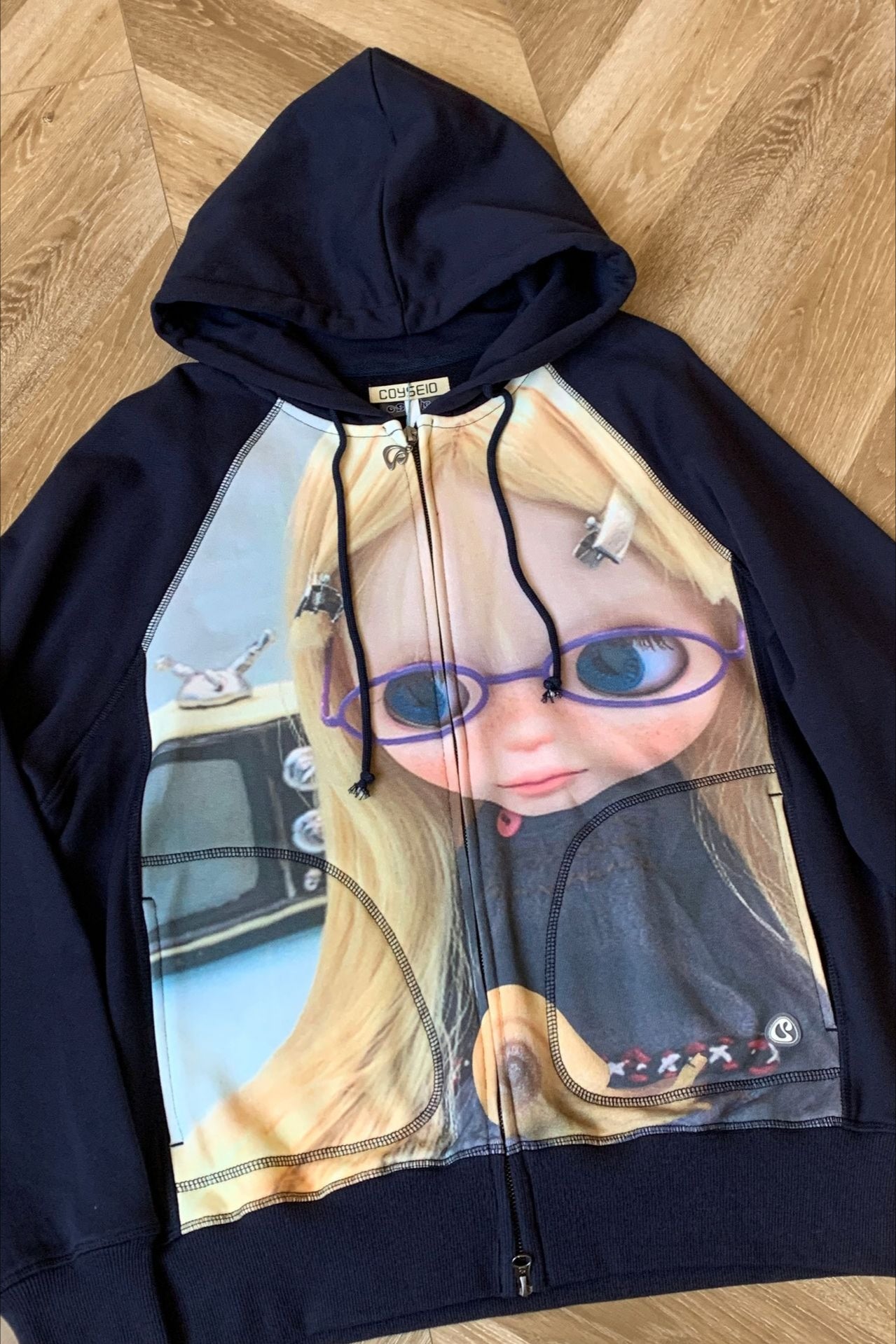 Whimsical Digital Print Zip Hoodie Secondary image
