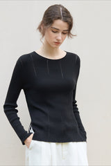Lyocell Wool Side Slit Knit Top