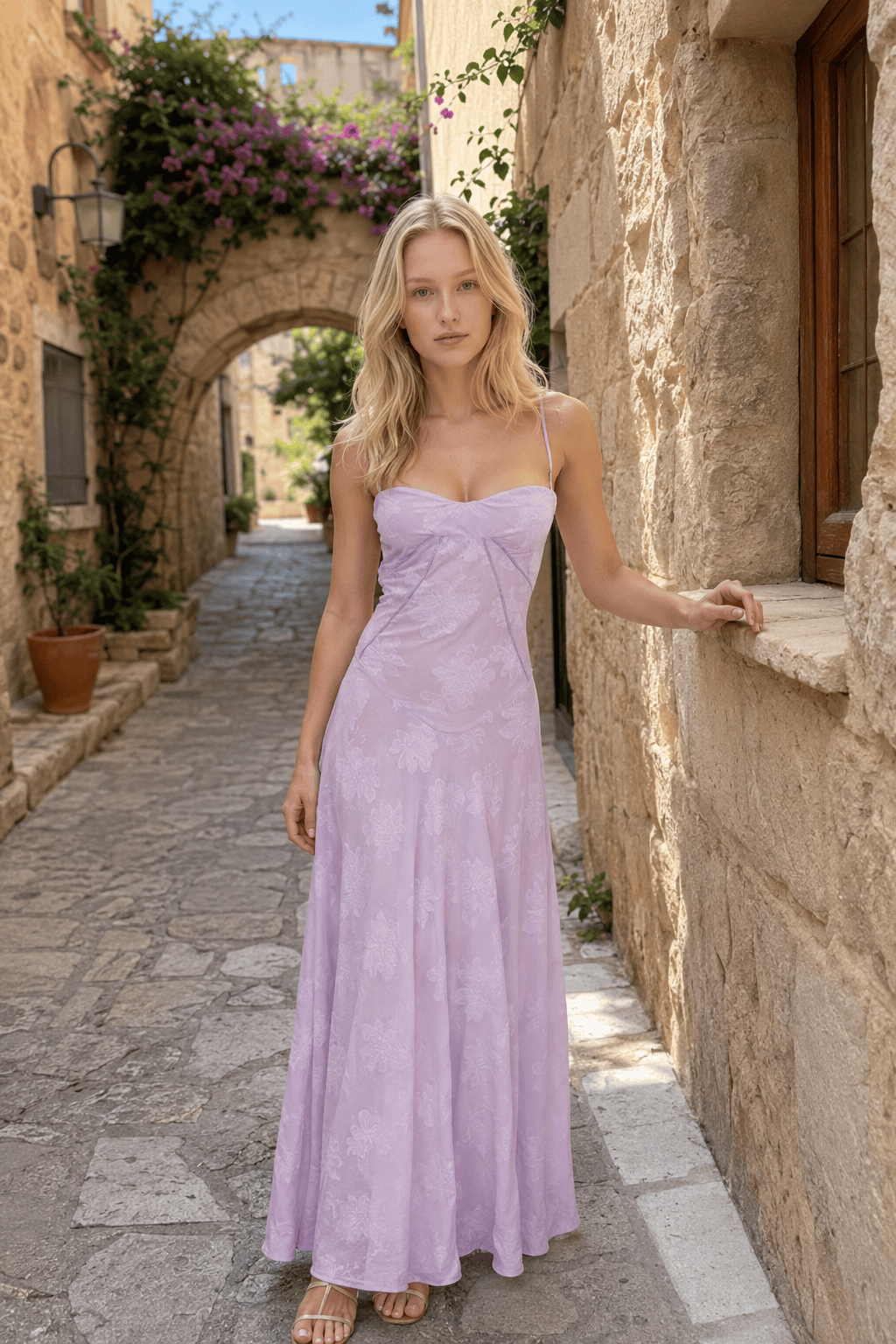 Serena Retro Purple Charming Printed Maxi Dress Main image