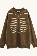 Skull Print Hooded Hoodie