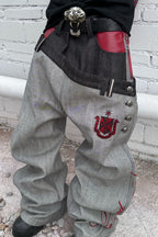 Double Waist Barrel Leg Wide Jeans