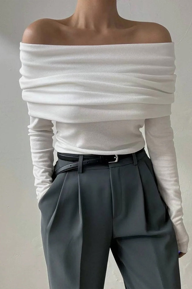 Off Shoulder Slim Knit Sweater Main image