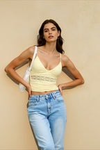 Y2K Lace Panel Halter Cami Top