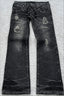 Lace Up Double Waist Distressed Jeans