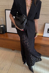 Elegant Sheer Lace Bodycon Maxi Skirt