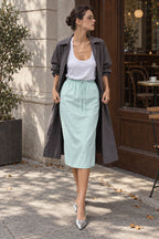 Cotton Drawstring Midi Skirt