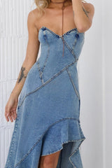 Strapless Bodycon Denim Dress