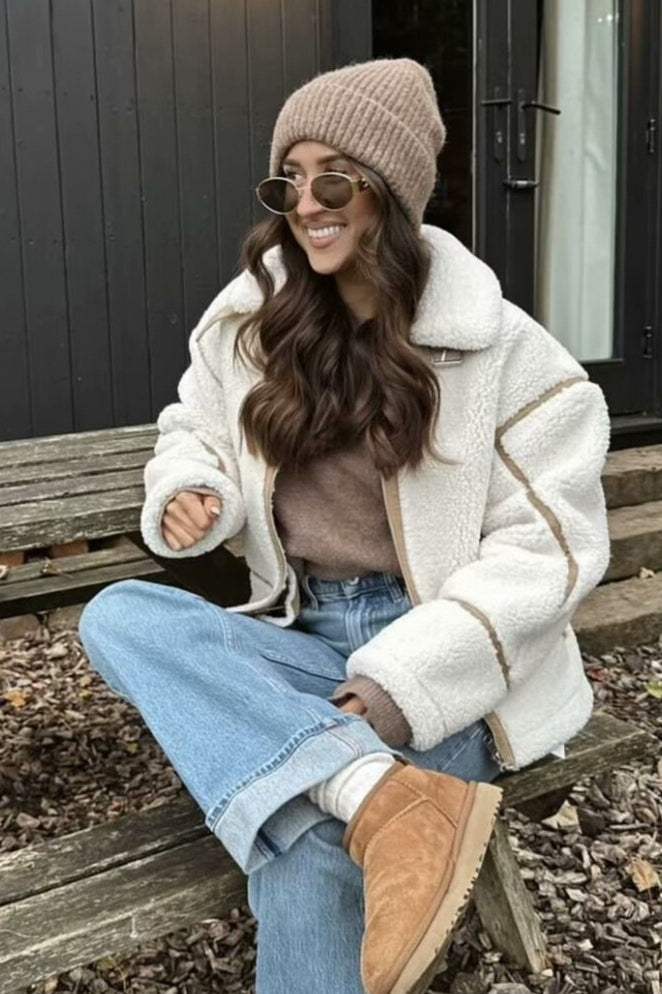 Lapel Faux Shearling Fleece Coat Secondary image