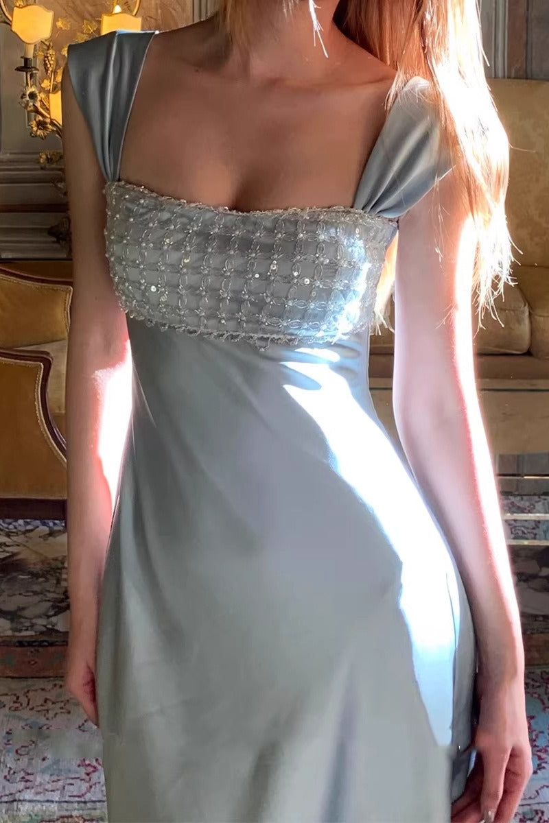 Satin Sequin Strapless Formal Dress Main image