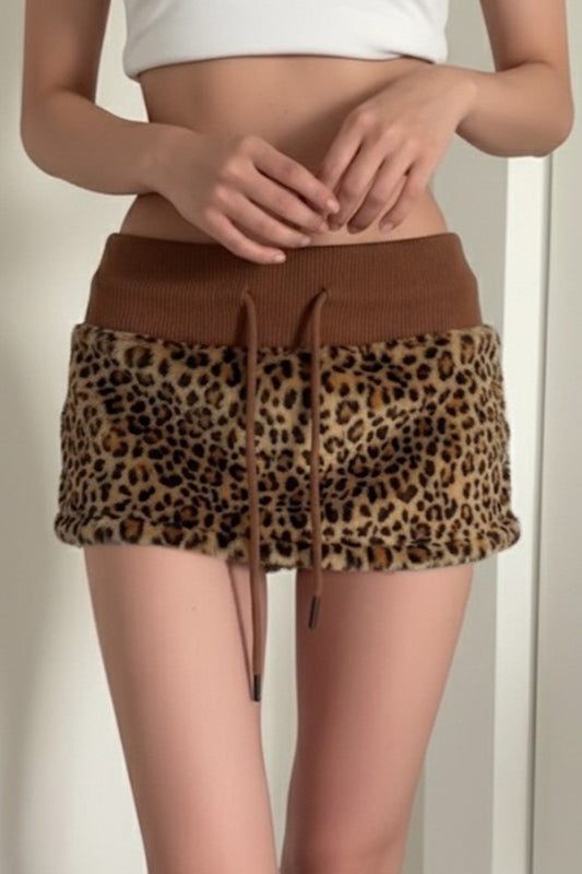 Leopard Print Contrast Waist Mini Skirt Main image