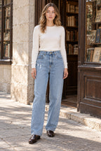 Basic Wash Straight Leg Boyfriend Jeans
