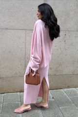 Long Sleeve Cardigan Cami Skirt Knit Set