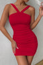 Milk Silk Cross Strap Bodycon Cocktail Dress