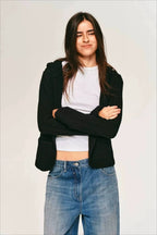 Single Button Fitted Wool Cardigan Knit Top