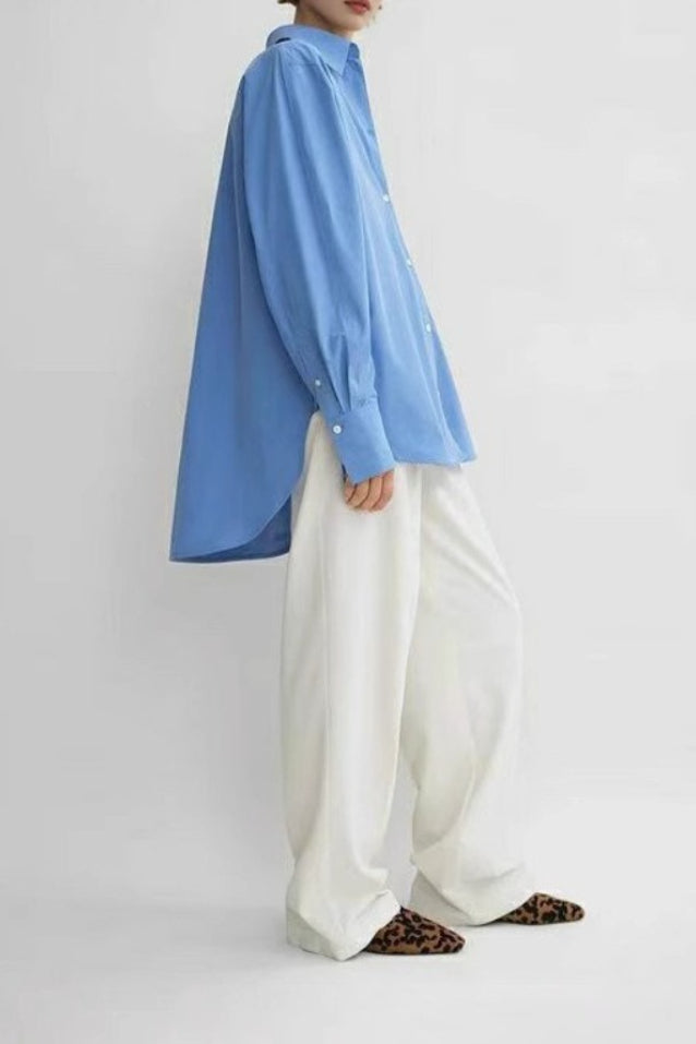 Structured Cotton Oversized Relaxed Long Sleeve Top Secondary image