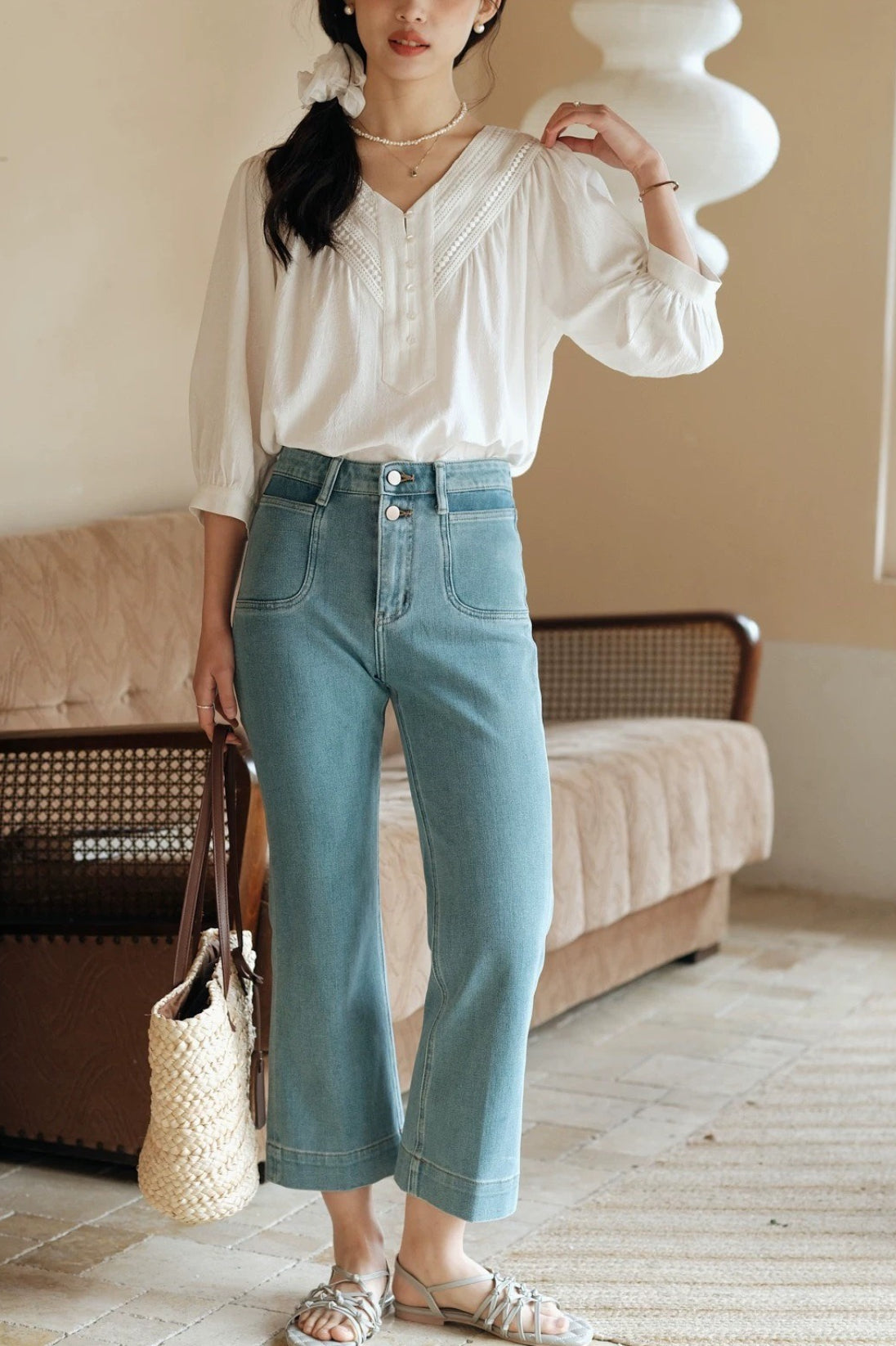 Relaxed Lace Trim Blouse Secondary image