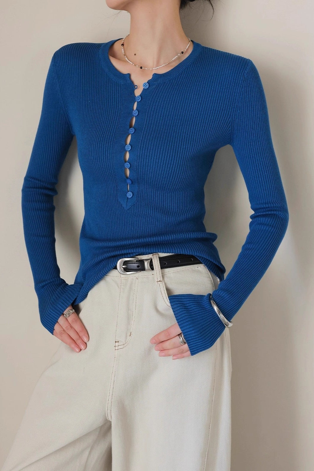 Slim Fit Ribbed Knit Top Main image