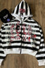 Zebra Stripe Graphic Oversized Zip Hoodie