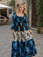 Patchwork Puff Sleeve Boho Dress