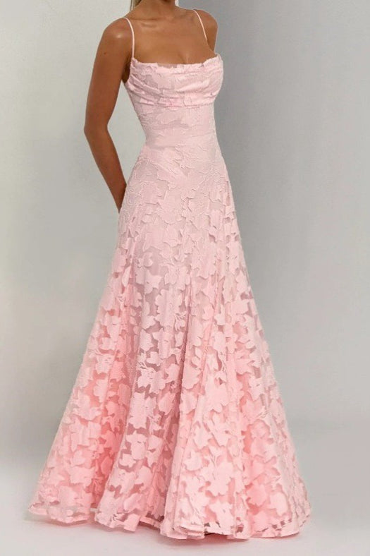 French Lace Spaghetti Strap Prom Dress Secondary image