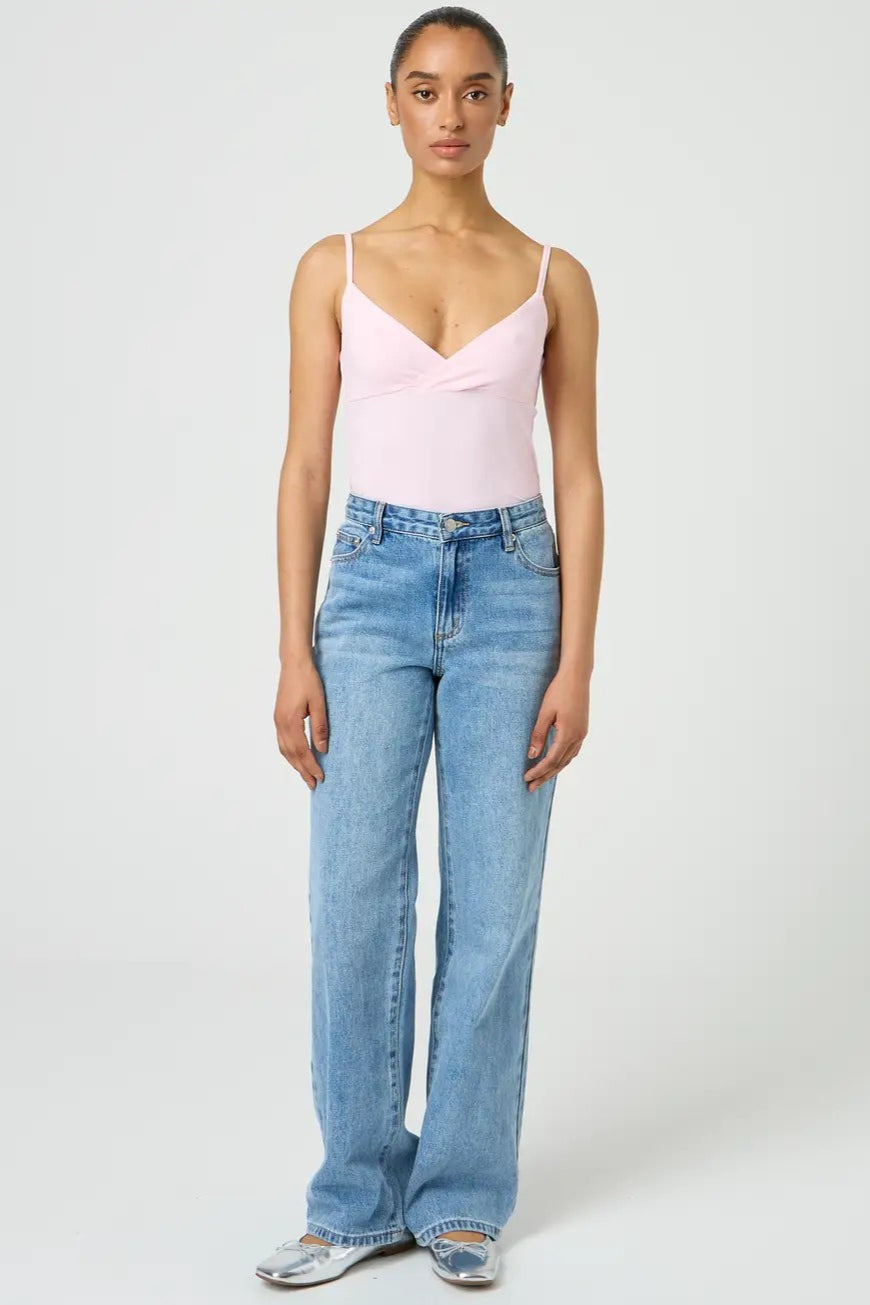 Twist Front V-Neck Cami Fitted Crop Top