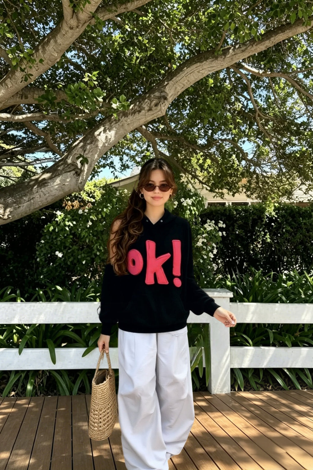 3D OK Letter Print Hoodie