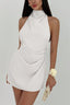 Halter Cross Strap Backless Asymmetric Mini Dress