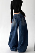 Distressed High Rise Barrel Leg Jeans