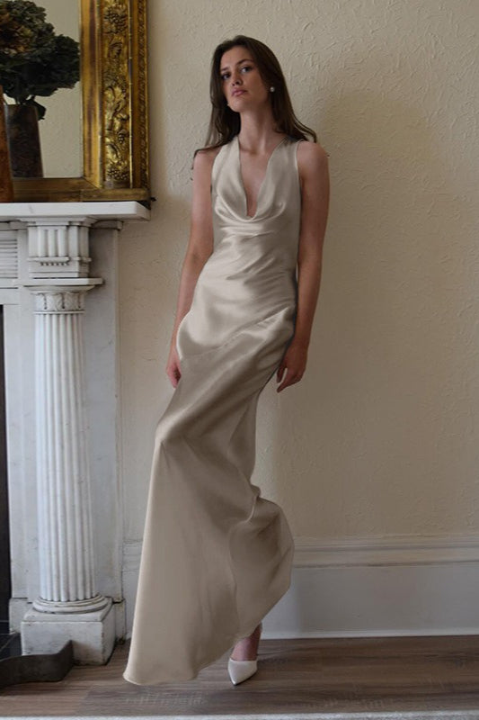 Off Shoulder Back Lace Satin Formal Dress Main image