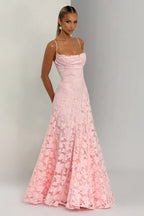 Jacquard Cami Backless Maxi Lace Dress
