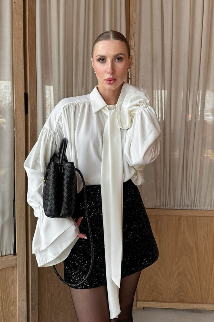 French Flare Sleeve Tie Blouse Secondary image
