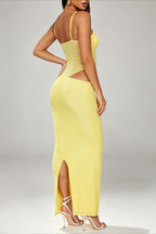 Sheer Panel Corset Cutout Maxi Dress