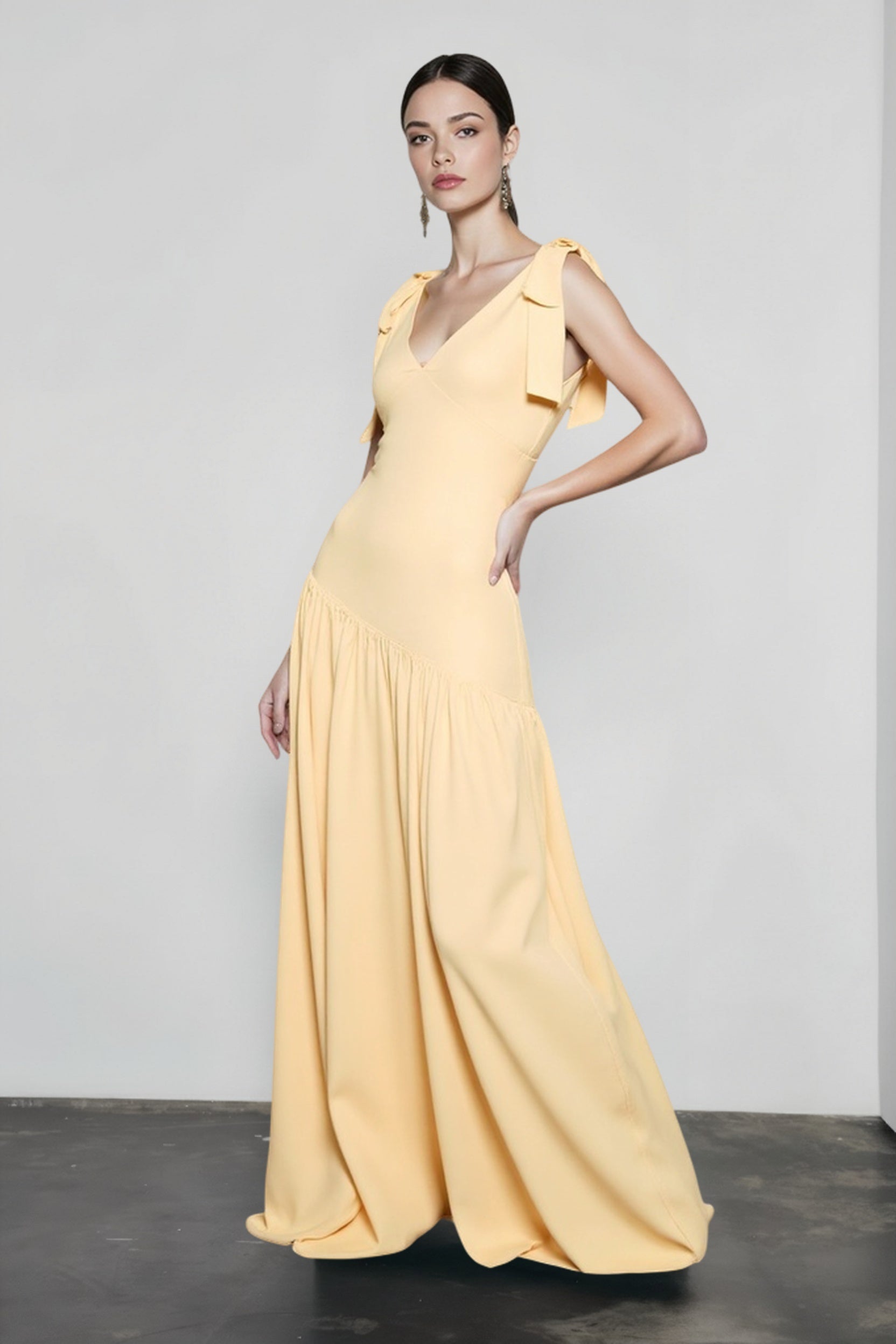 Elegant Bow Strap Fitted Flared Sleeveless Party Dress Secondary image