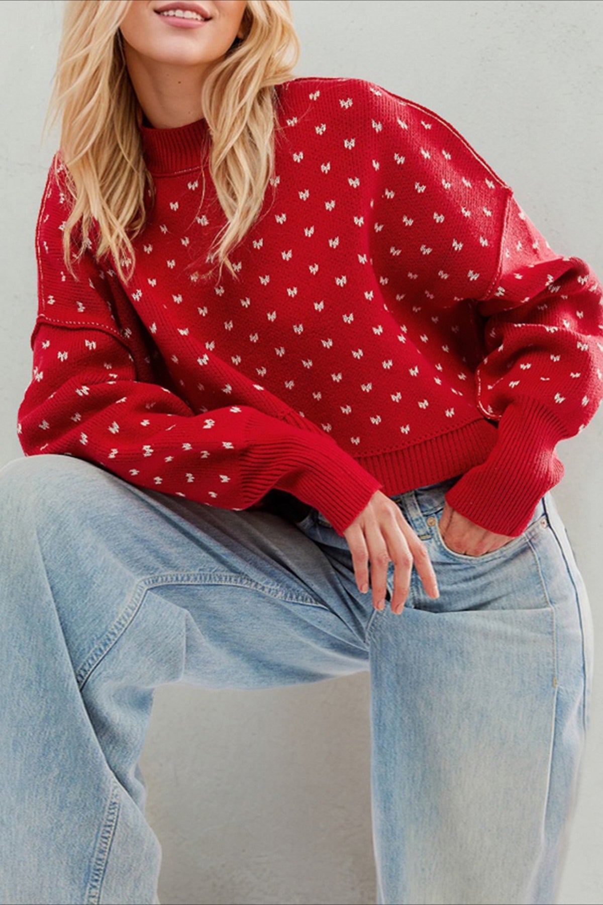 Cropped Butterfly Pattern Sweater Main image