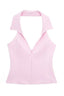 Pink Halter Sleeveless Charming Top And Skort Set