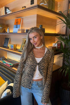 Leopard V-Neck Brushed Knit Top