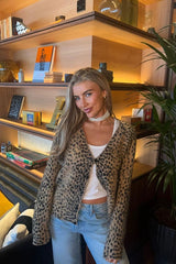 Leopard V-Neck Brushed Knit Top