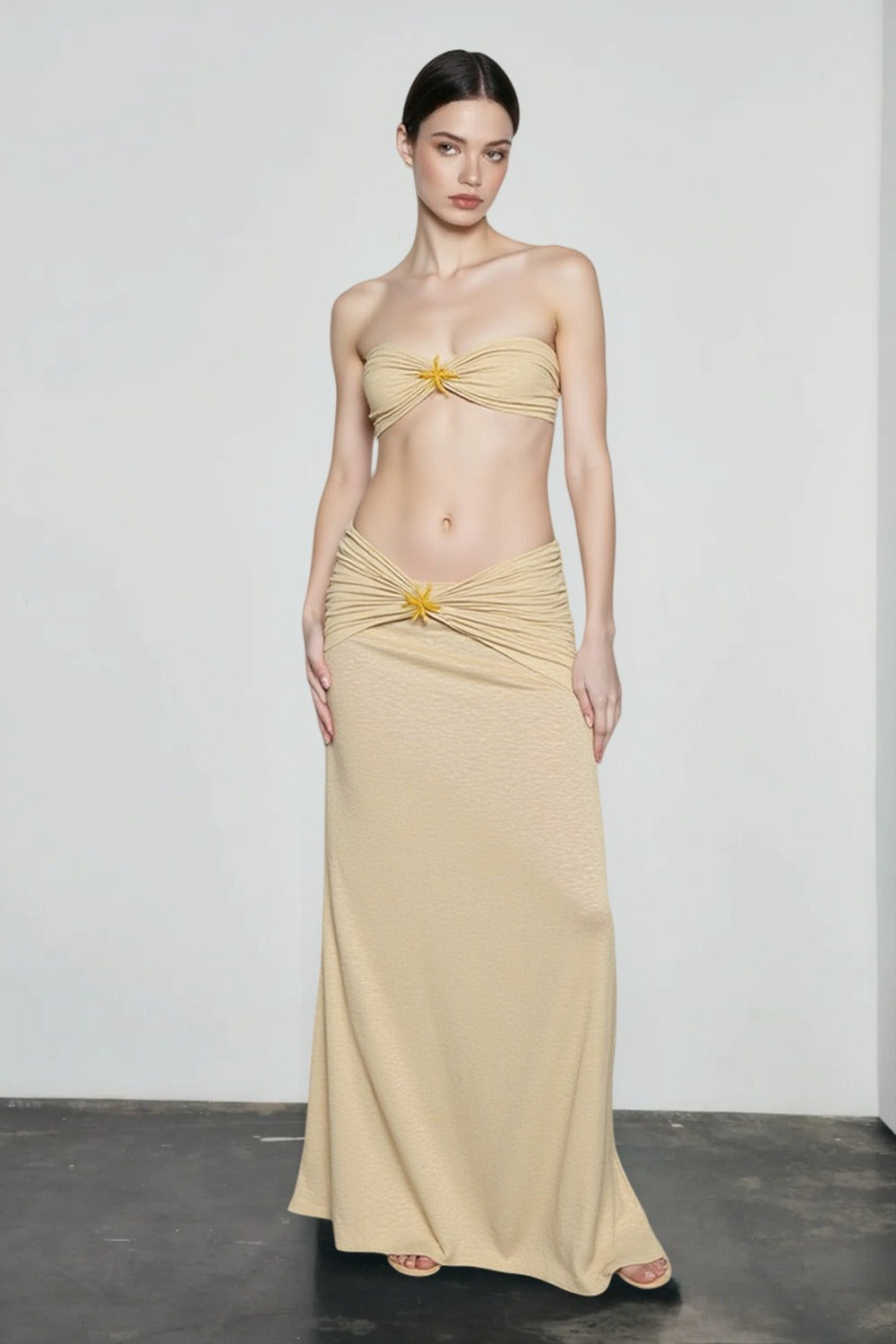 Strapless Tie Back Side Slit Skirt Vacation Set Main image