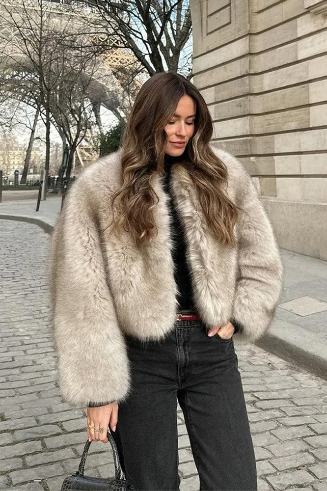 Textured Faux Fur Wide Sleeve Coat Main image