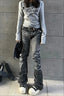Crinkled Washed Low Rise Barrel Jeans
