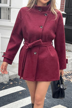 Long Sleeve Casual Wool Blend Coat