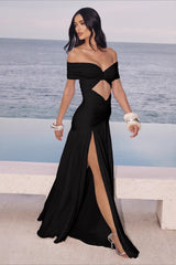 One-Shoulder Asymmetric Slit Birthday Dress