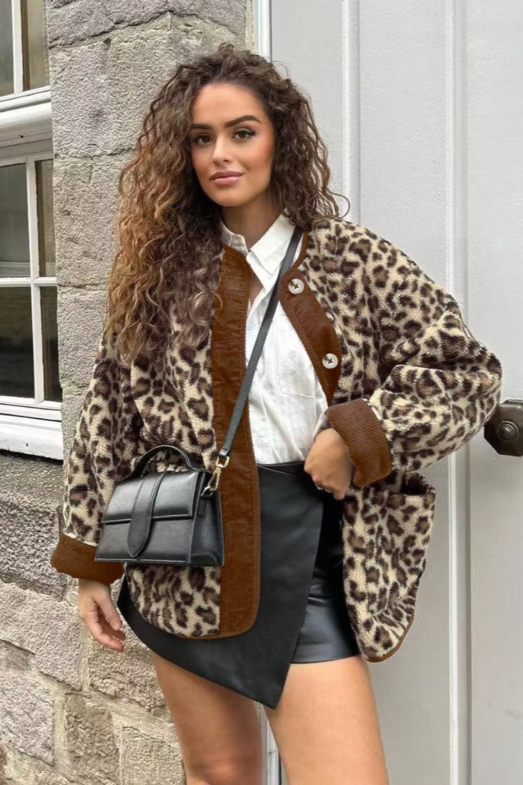 Street Style Leopard Print Sherpa Coat Main image